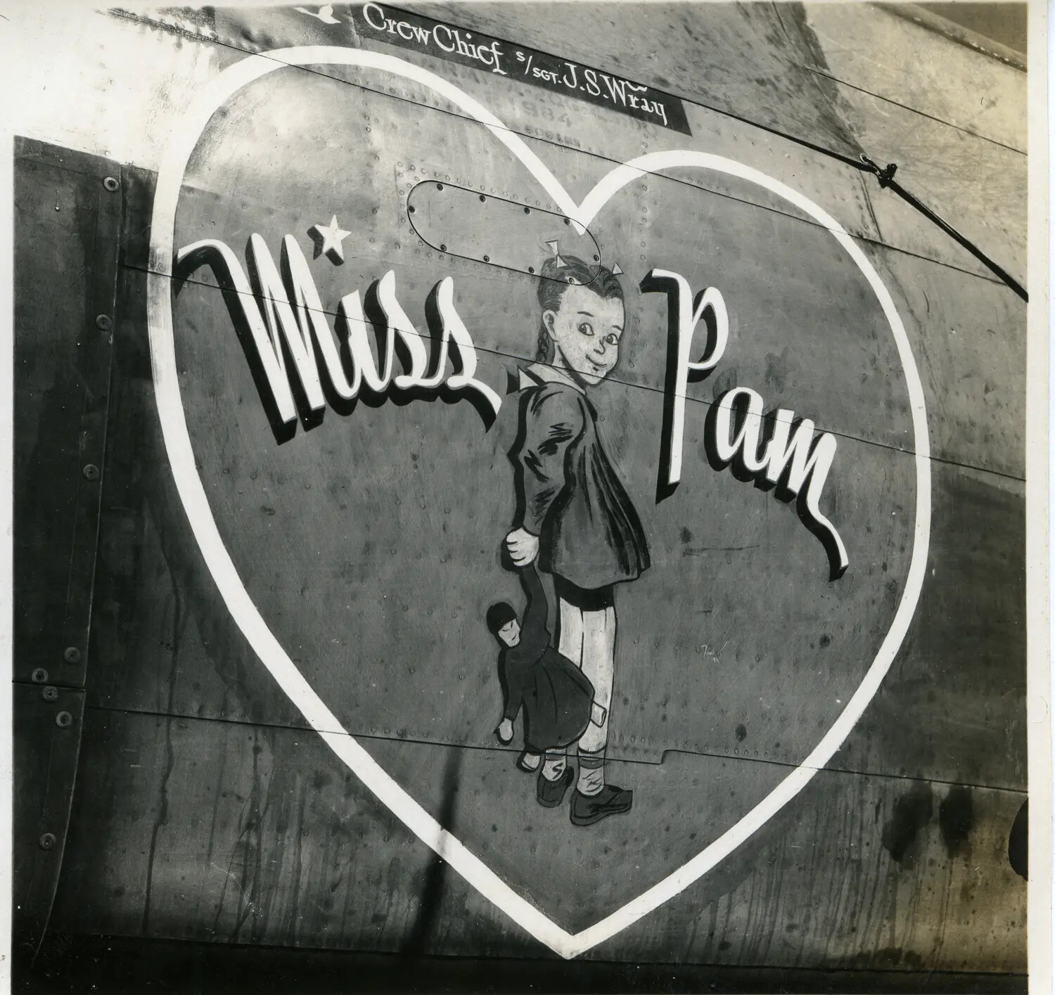 "Miss Pam" Nose Art with Crew Chief Credit, 312th Bomb Group