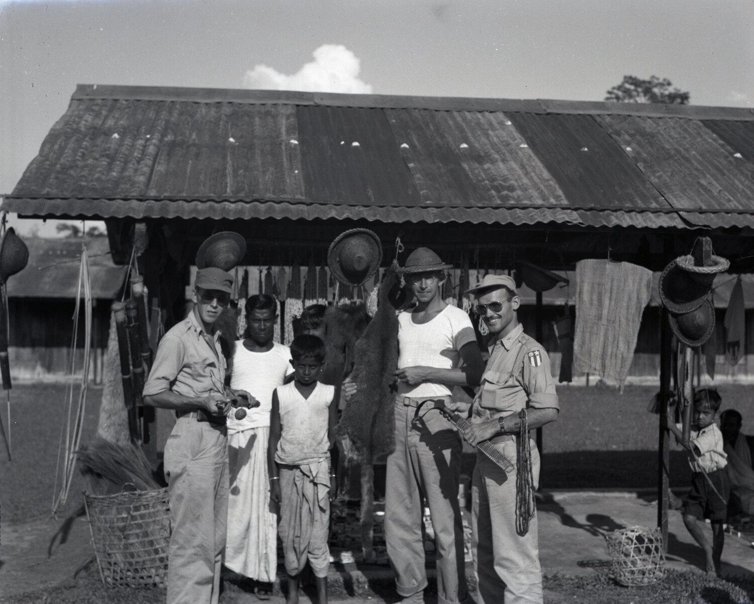 Allied Servicemen Shopping at a Kashmiri Market Stall, WWII China-Burma-India Theater