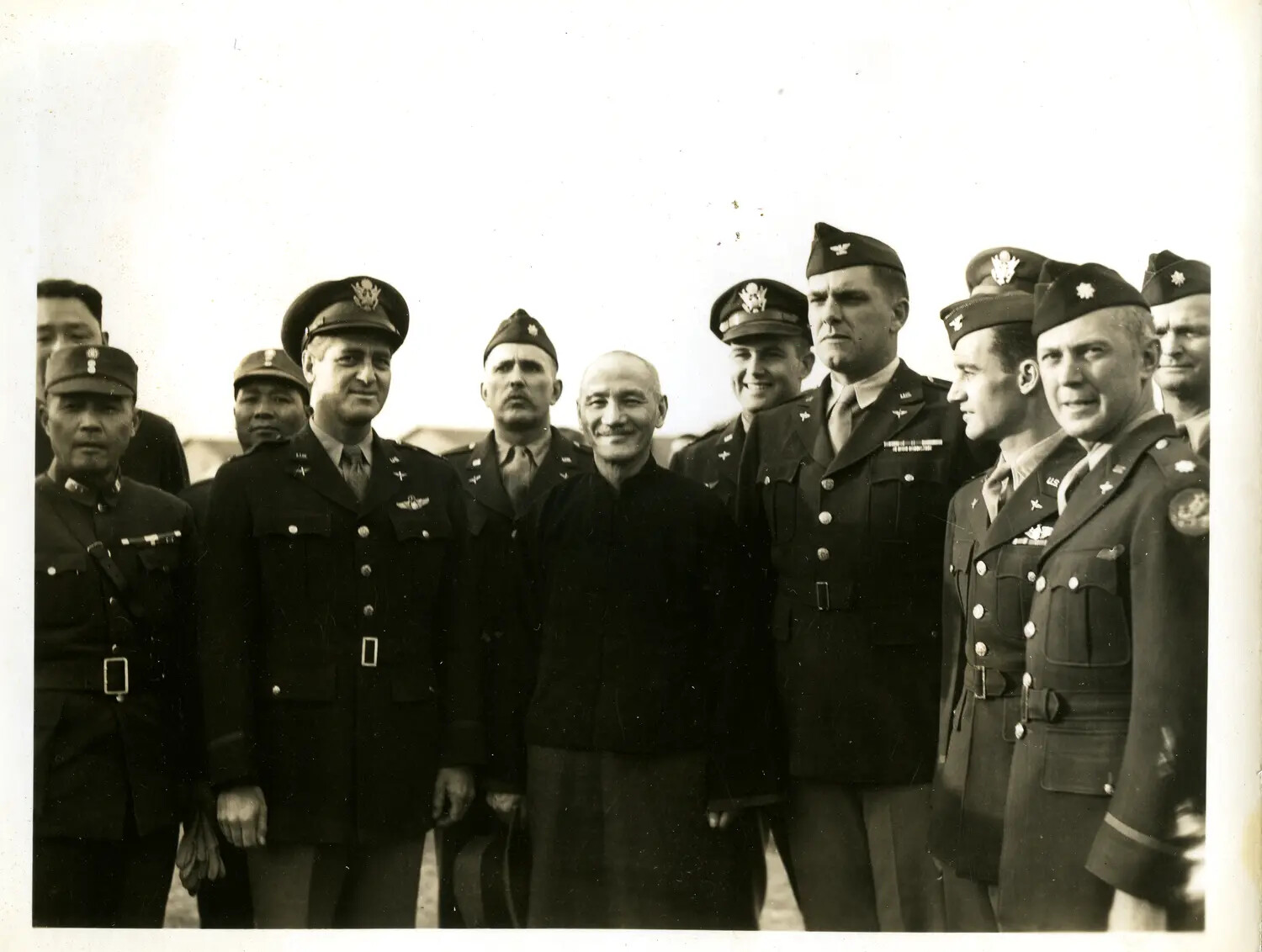 Generalissimo Chiang Kai-shek with U.S. Army Air Forces Officers — China-Burma-India Theater, WWII