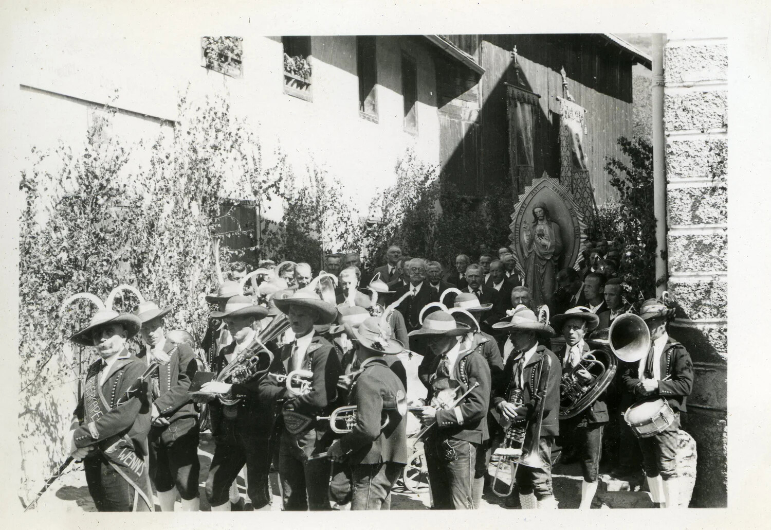 Bavarian/Austrian Brass Band and Religious Procession, Postwar Occupation Germany/Austria