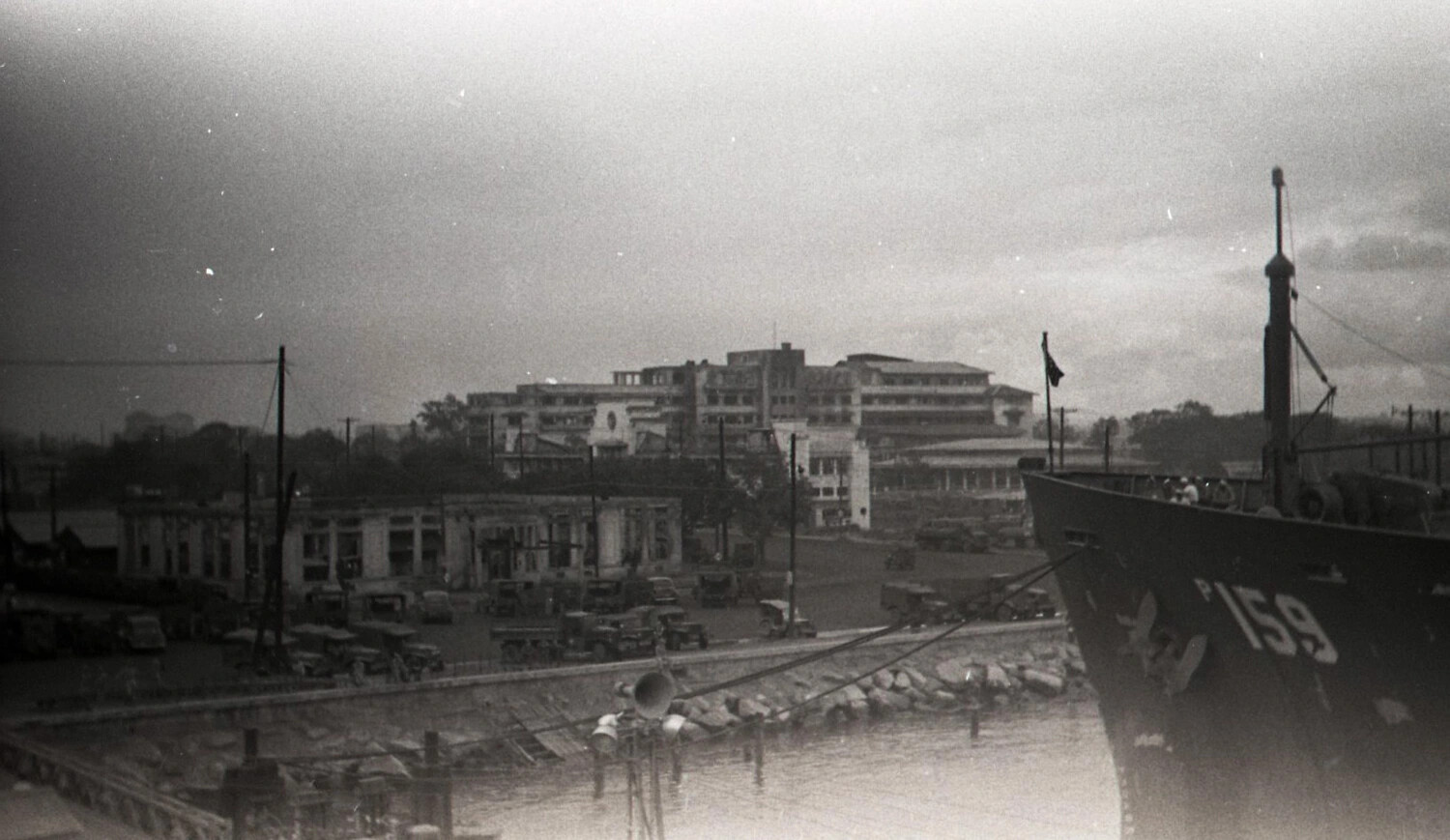 Manila Harbor View from Ship's Bow, U.S. Vessel 'P 159,' Philippines WWII