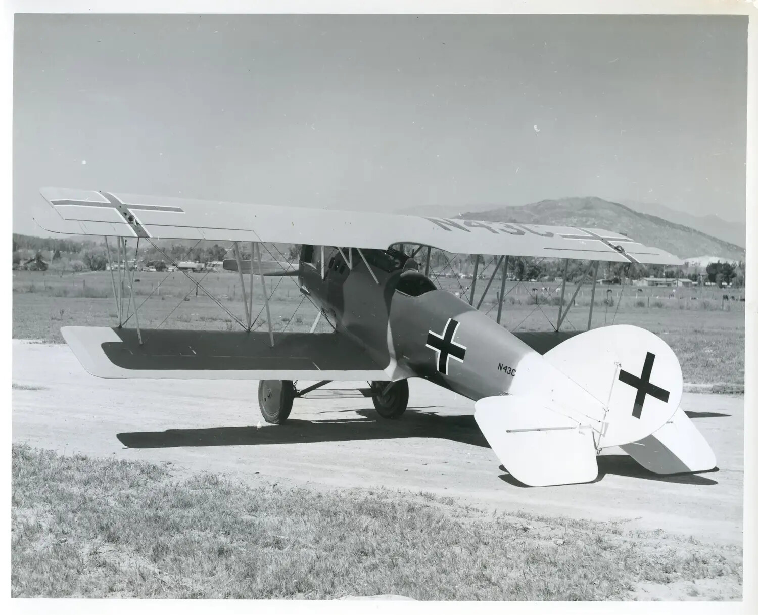 WWI German-Marked Replica Biplane, Civil Registration N43C, on Airfield
