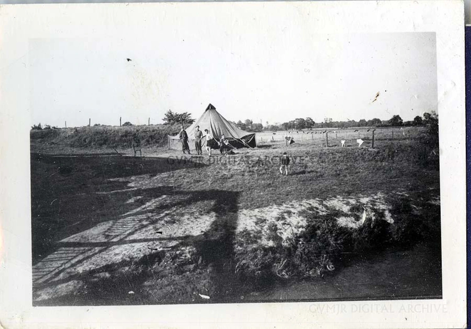 Tent and Field Gathering, Rural Campsite Scene (Filed Under '101st Airborne' -- Content Unconfirmed)