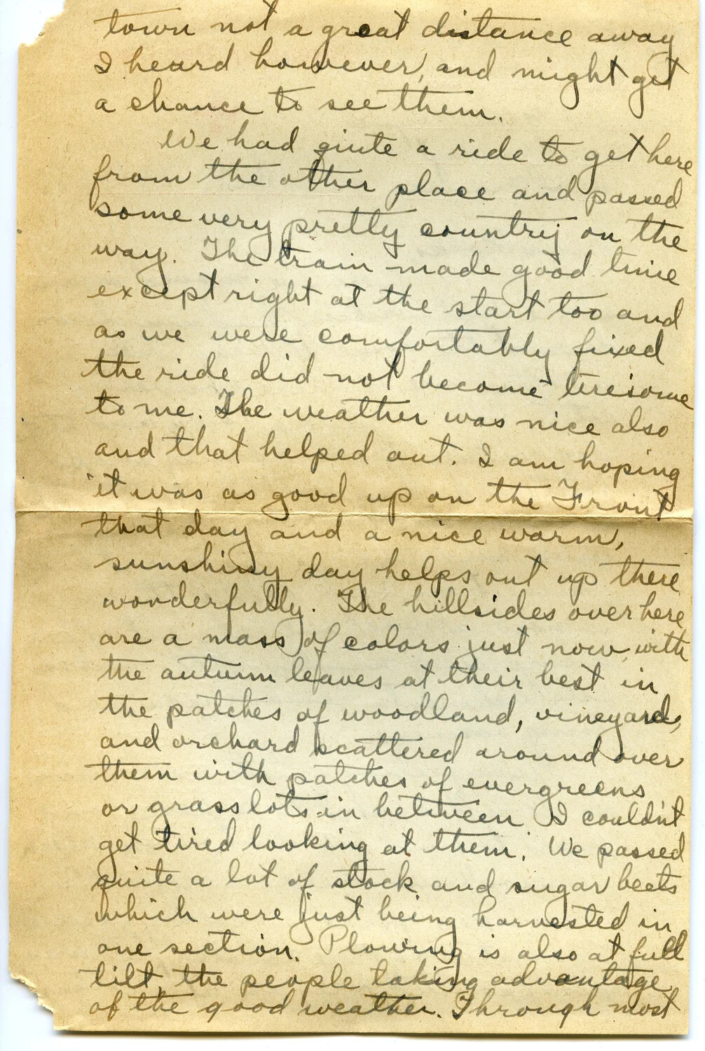 Handwritten WWI Letter, Pvt. Willis W. Wagener, Letter 22 Page C — Description of Countryside and the Front