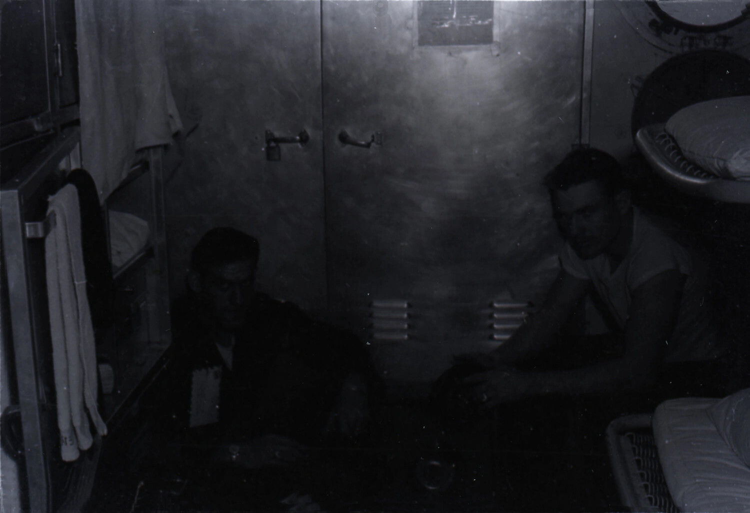 Sailors in Berthing Compartment Aboard USS Yorktown, 1953