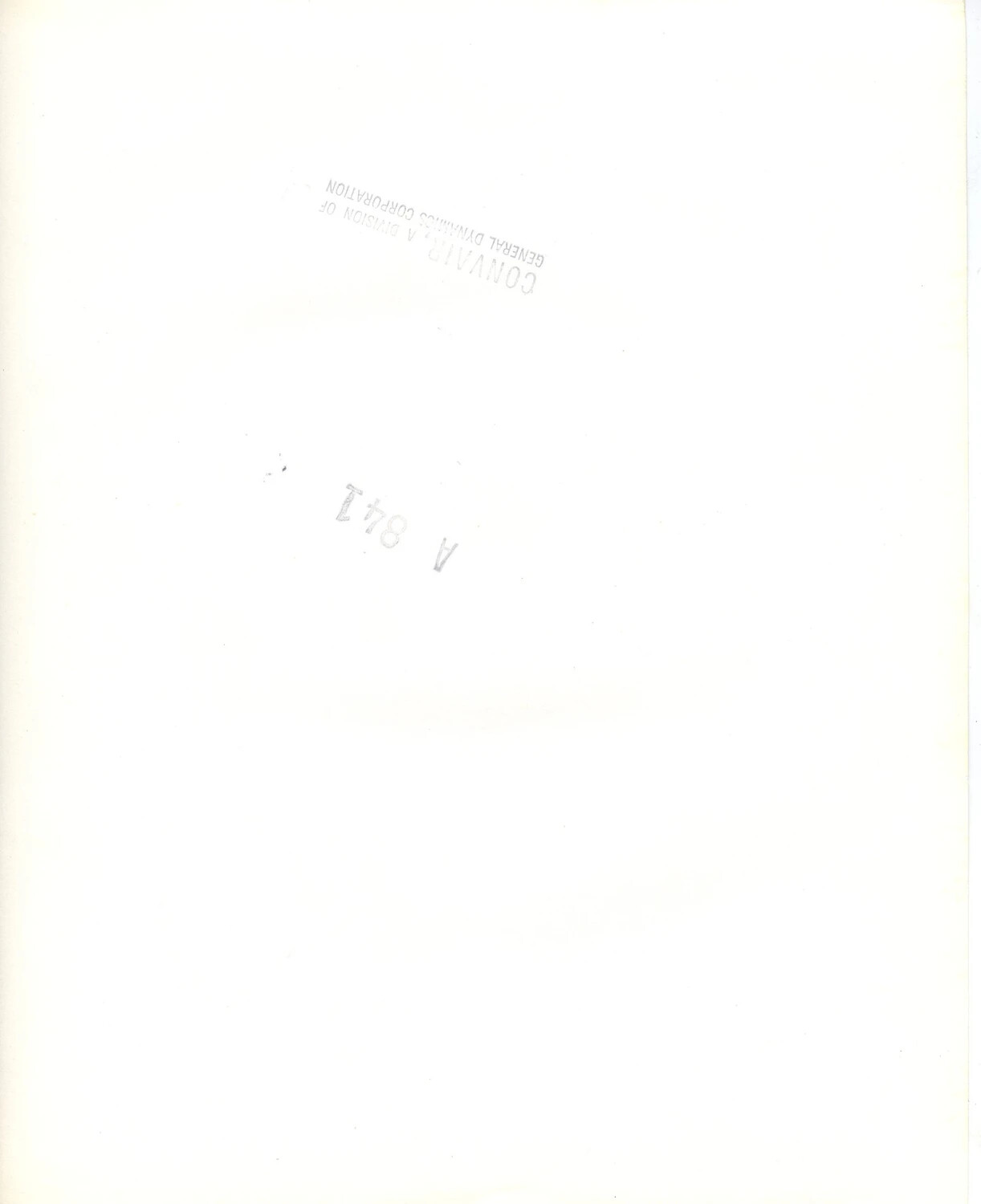 Verso of Convair/General Dynamics Corporation Photograph Print (Reverse Side, Blank)
