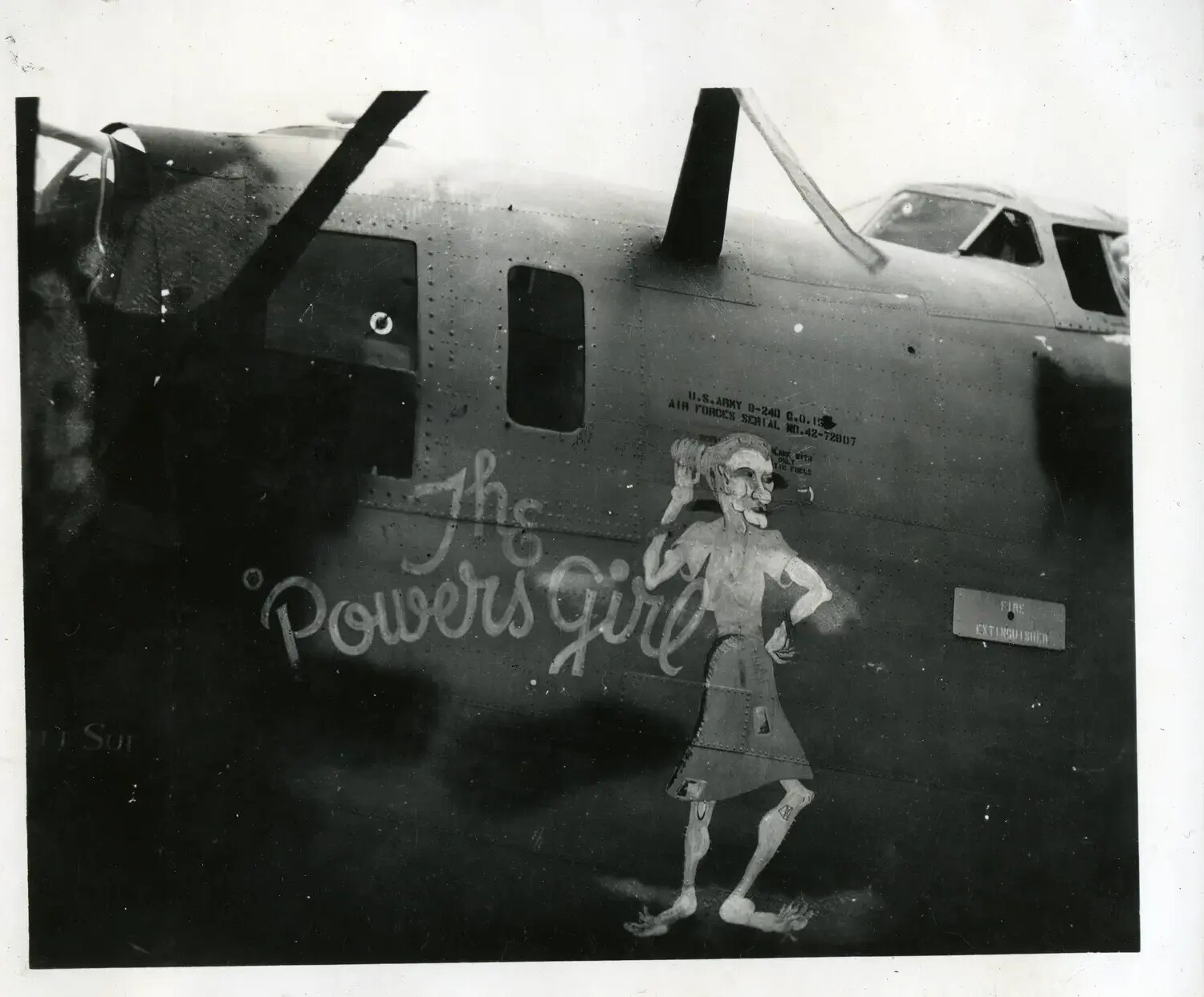 Nose Art "The Powers Girl" on B-24D Liberator, Serial No. 42-72007, WWII