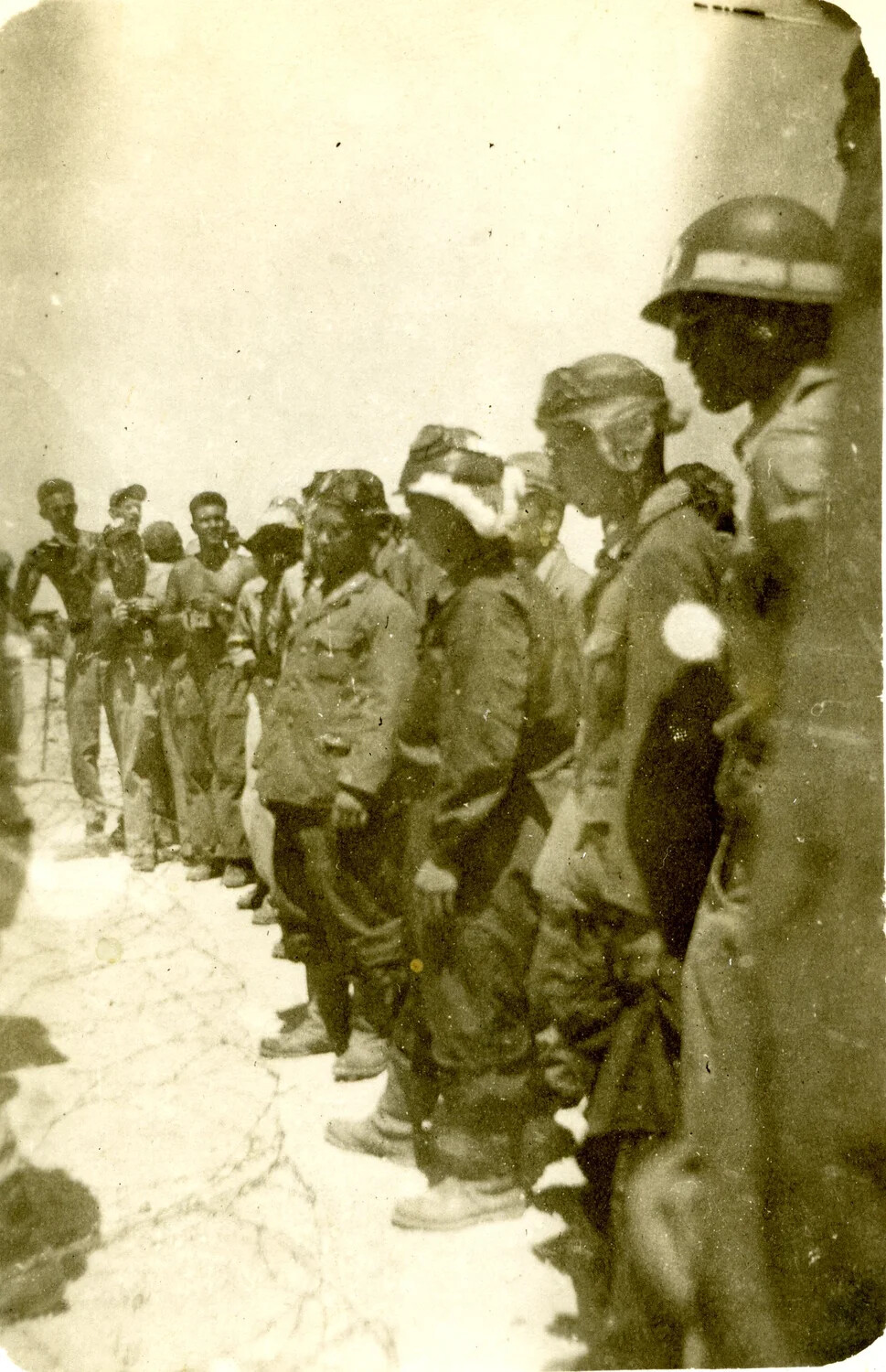 Line of Japanese Delegation Personnel on the Airfield, Ie Shima, 19 August 1945