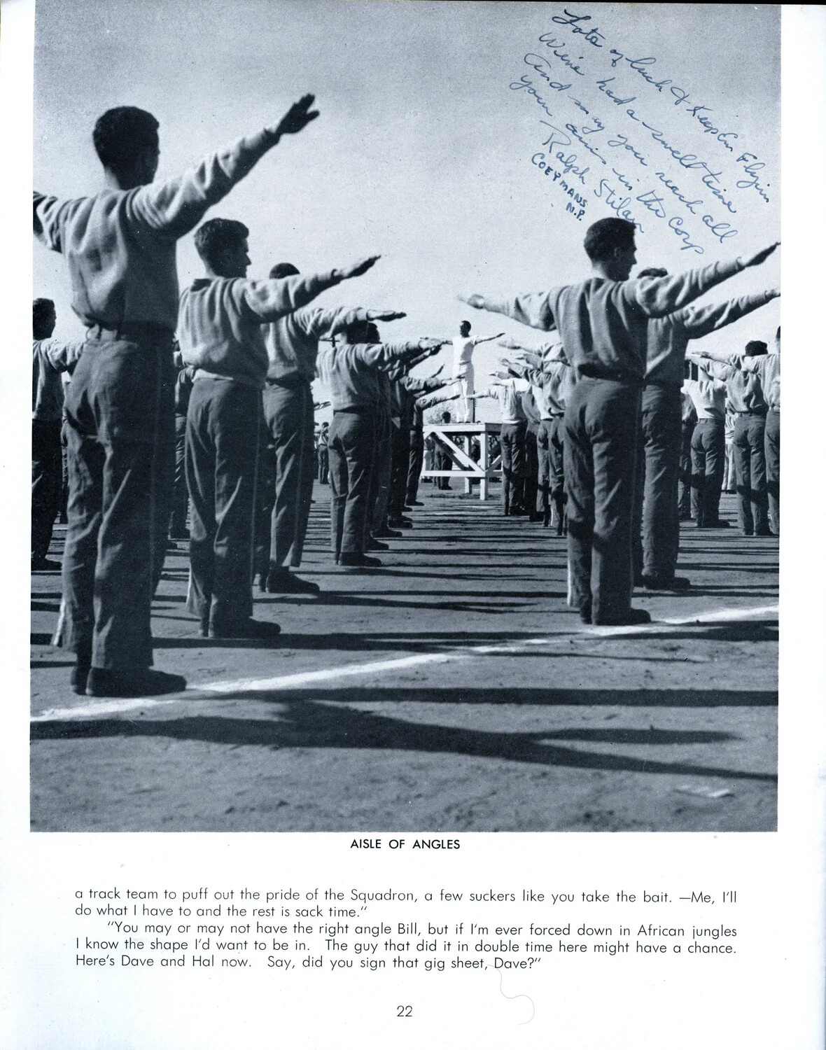 "Aisle of Angles" - Pre-Flight Training Booklet Page 22, with Handwritten Cadet Inscription
