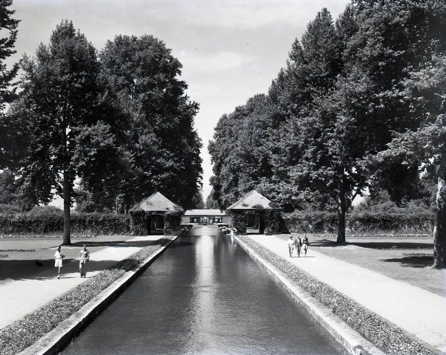 Mughal Garden with Reflecting Canal, Kashmir, India -- WWII China-Burma-India Theater Personnel on Leave