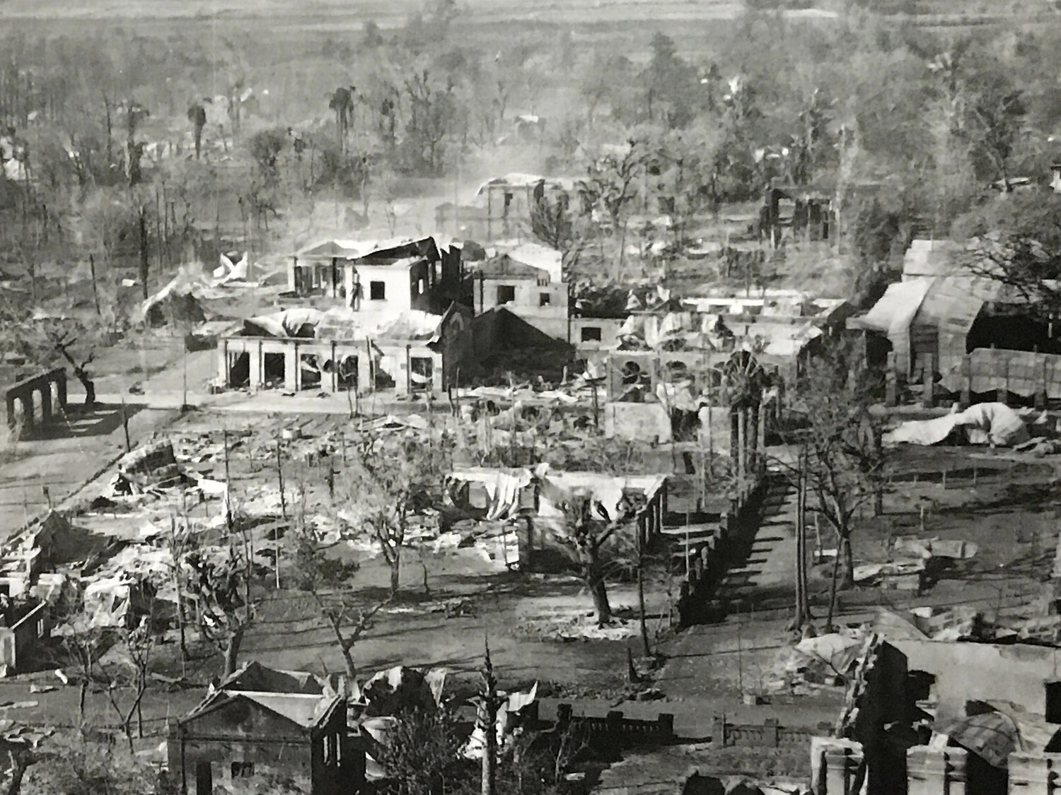 Aerial View of Bomb-Damaged Town, 312th Bomb Group Collection