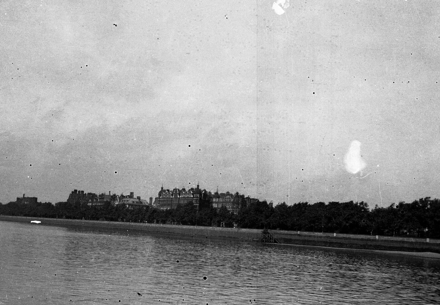 Distant View of English Manor/Hotel Complex Across Water - WWI Scott Field-England Negatives Collection