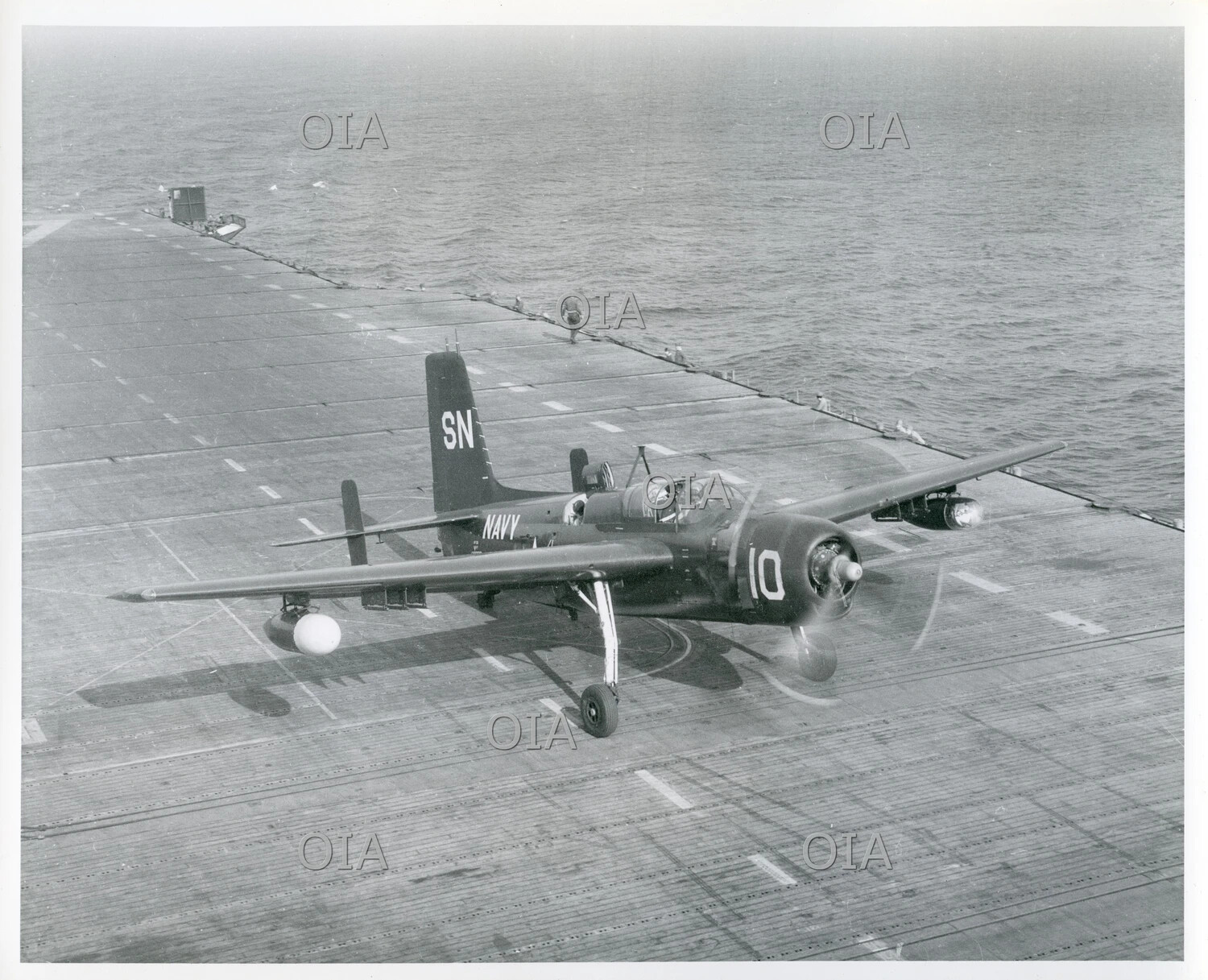 Grumman AF-2S Guardian ASW Aircraft Landing Aboard USS Tarawa (CV/CVS-40)