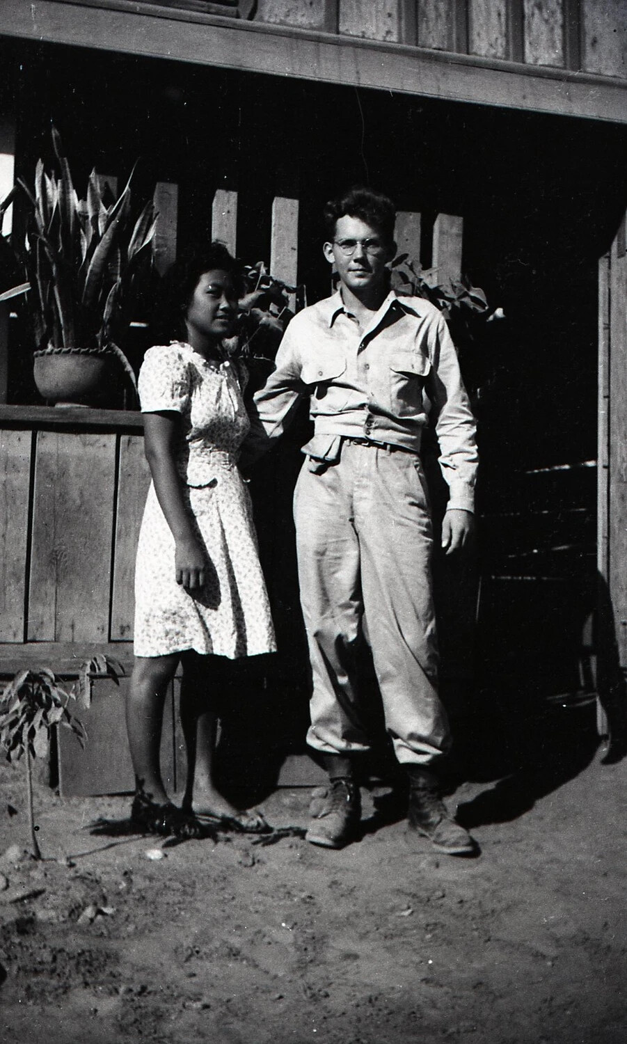 American Serviceman and Filipina Woman, Luzon, Philippines, WWII Era