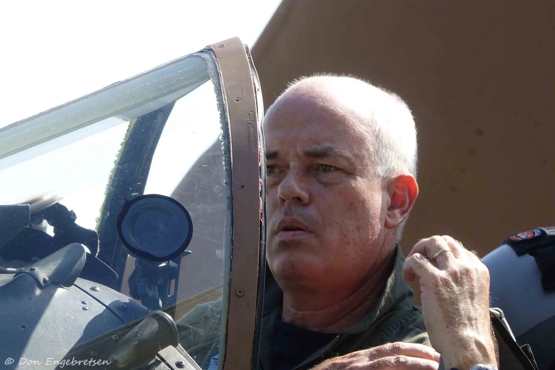 Man Beside Warbird Cockpit with Reflector Gunsight, May 2019 Event