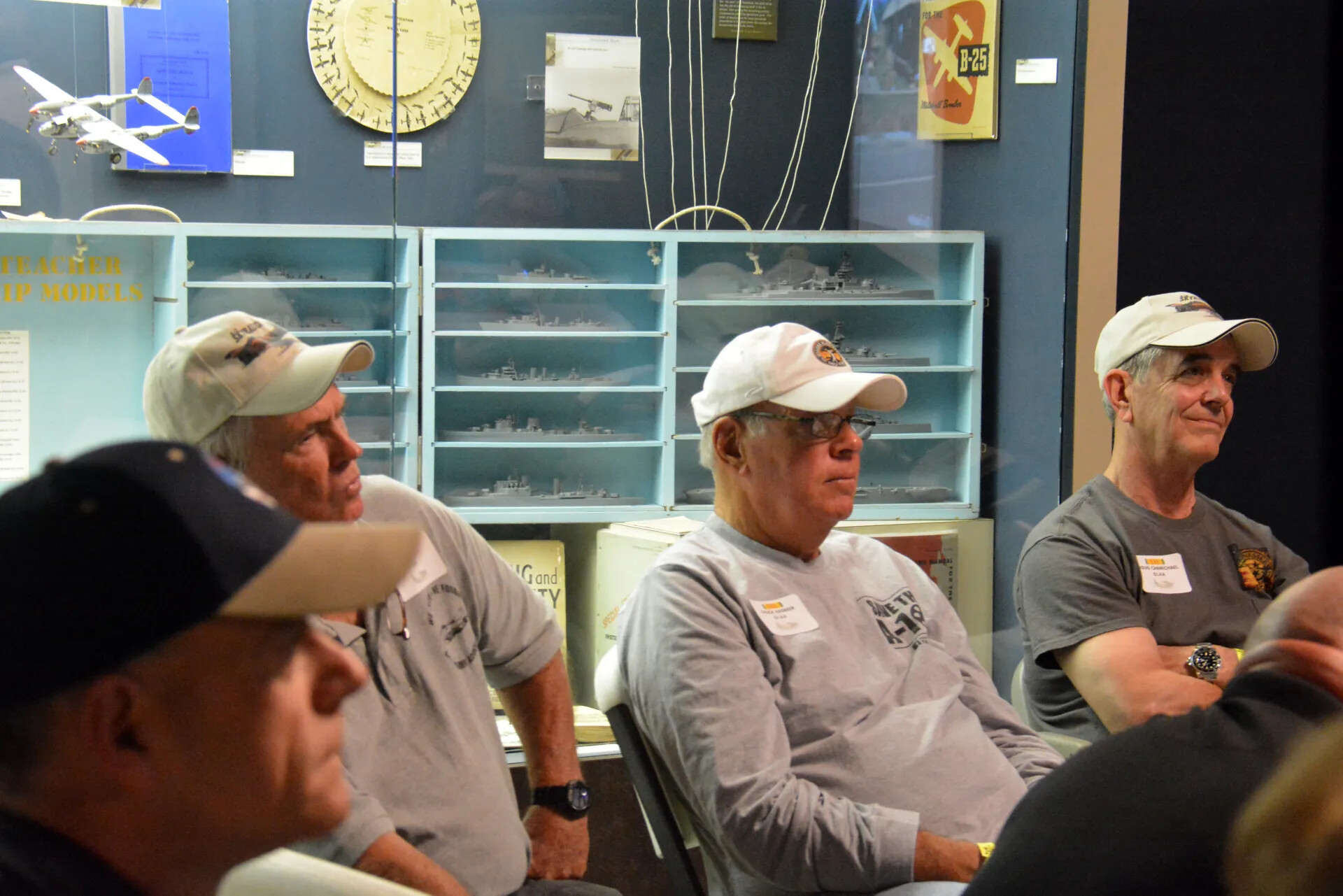 Reunion Attendees in Matching Event Apparel Before Ship Model Display, Skyraider Association Meeting, 2 May 2015