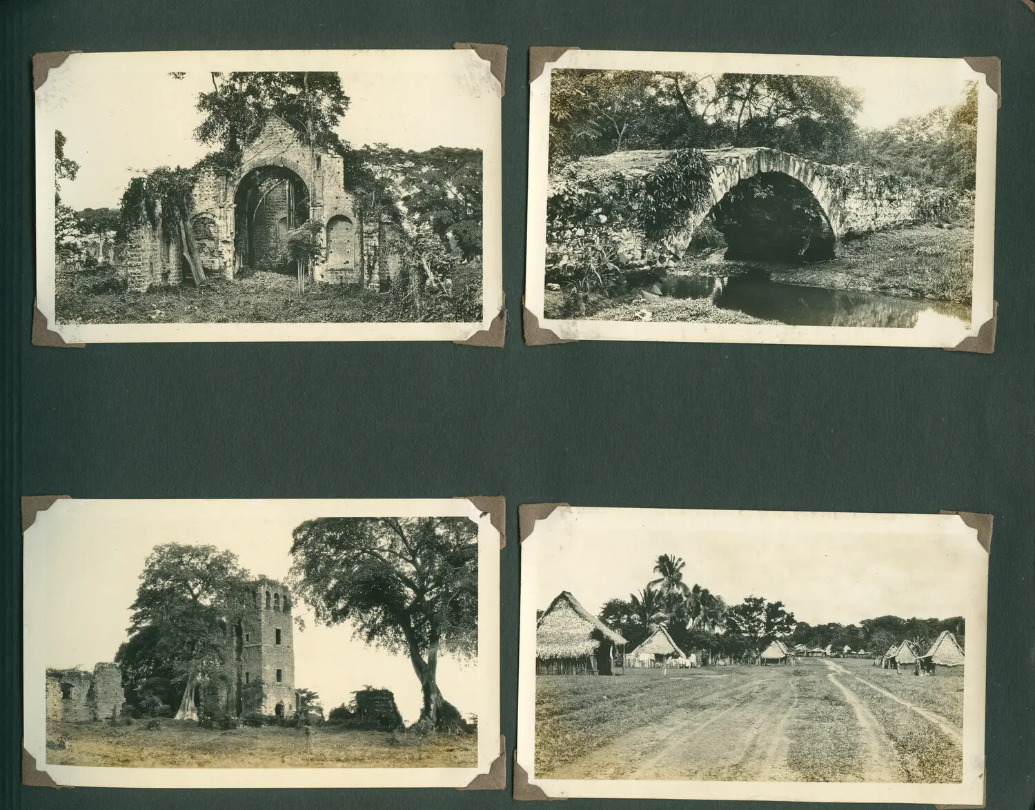 WWII Canal Zone Photo Album Page: Panama Viejo Ruins and Rural Village Scenes