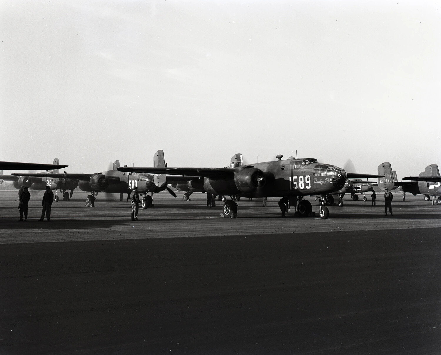 USAAF B-25 Mitchell Medium Bombers on Flight Line, China-Burma-India Theater, WWII