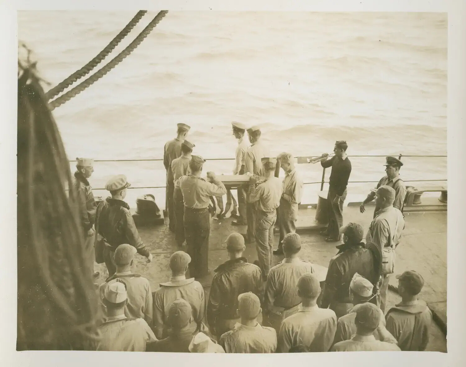 Burial at Sea Ceremony Aboard USS Petrof Bay (CVE-80), World War II