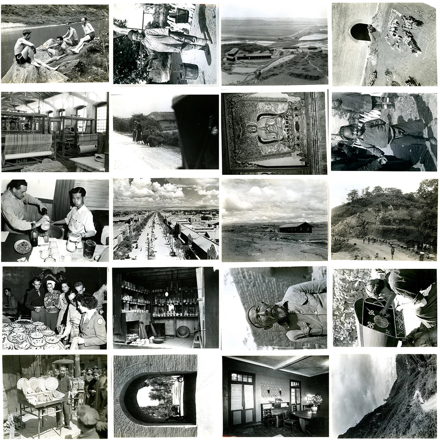 Contact Sheet 009: WWII CBI Theater Photographs -- Local Industry, Leisure, and Social Gatherings