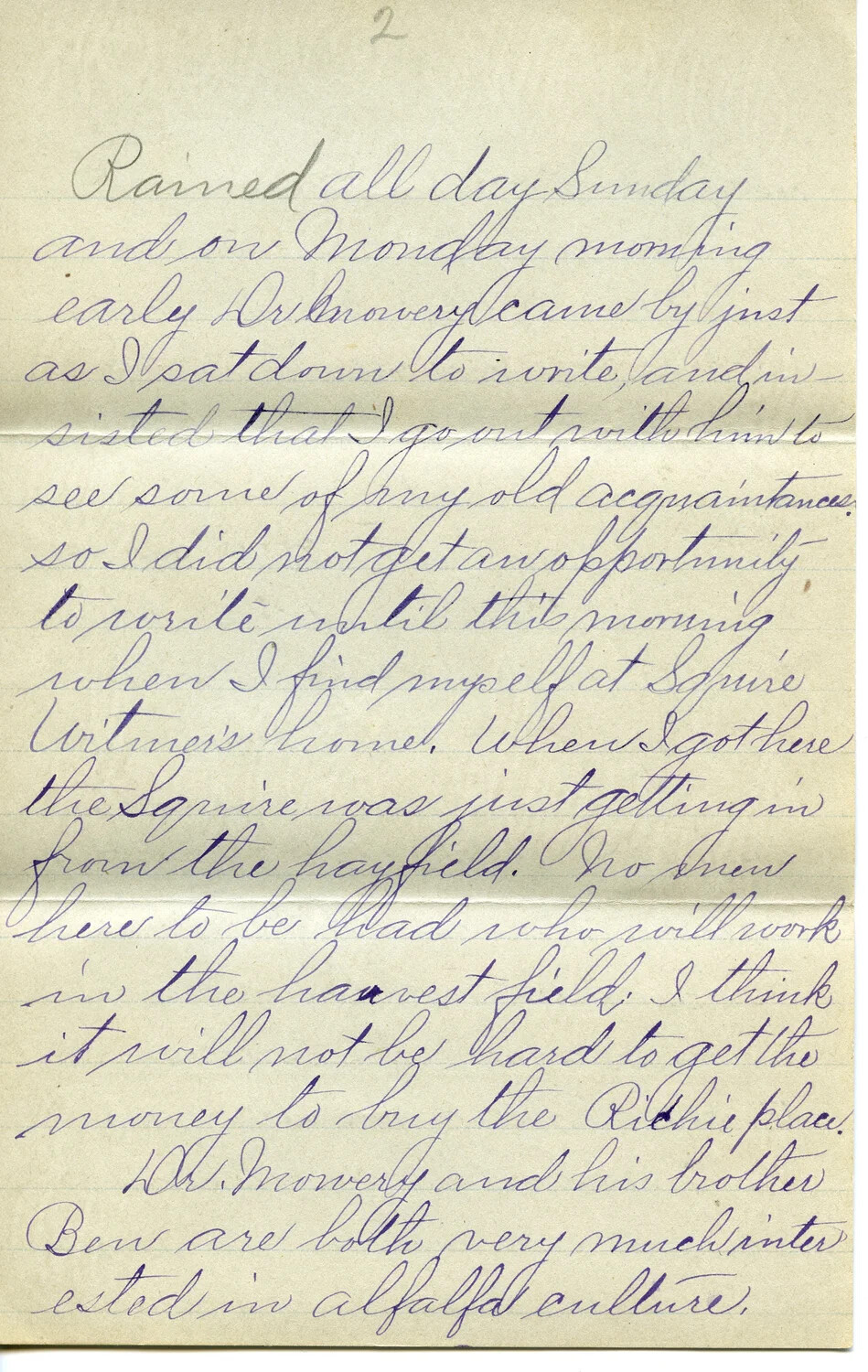 Handwritten Letter, Page 2, from J.A. Wagener, July 16, 1903 -- Wagener Family Correspondence Collection