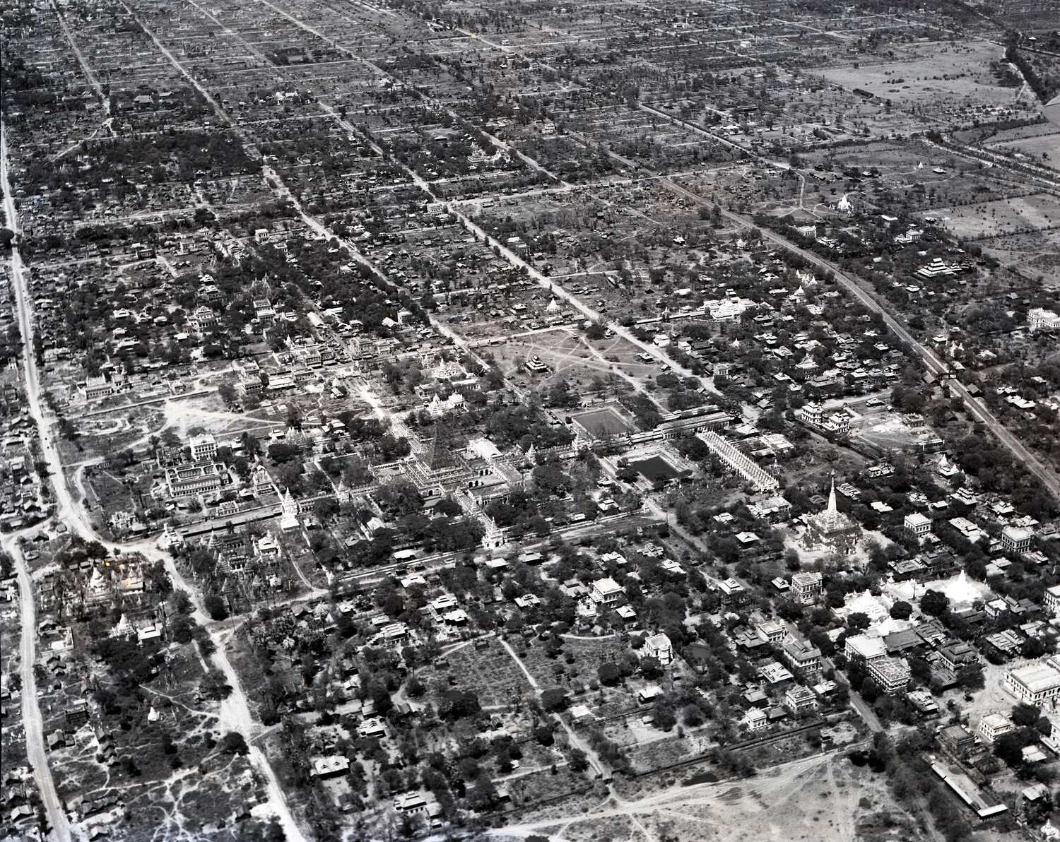 Aerial Reconnaissance Photograph of Mandalay, Burma - WWII China-Burma-India Theater
