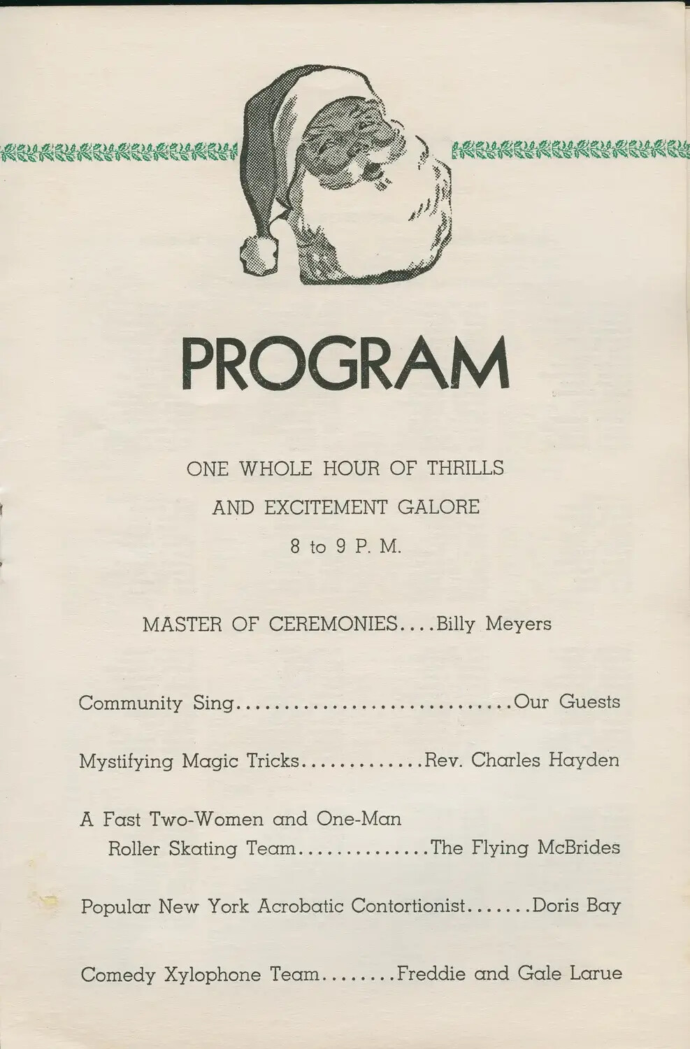 Christmas Variety Show Program (Misfiled Document) — WWII-Era Collection