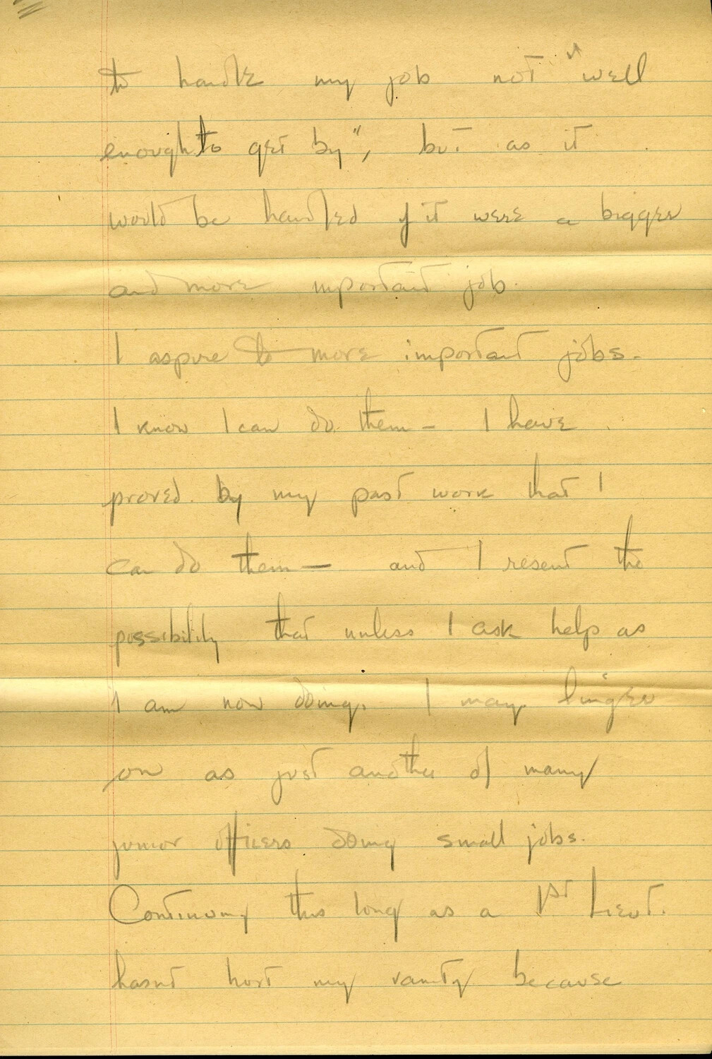 Handwritten Letter Fragment by a U.S. Army First Lieutenant Discussing Career Ambitions, WWII CBI Theater Correspondence
