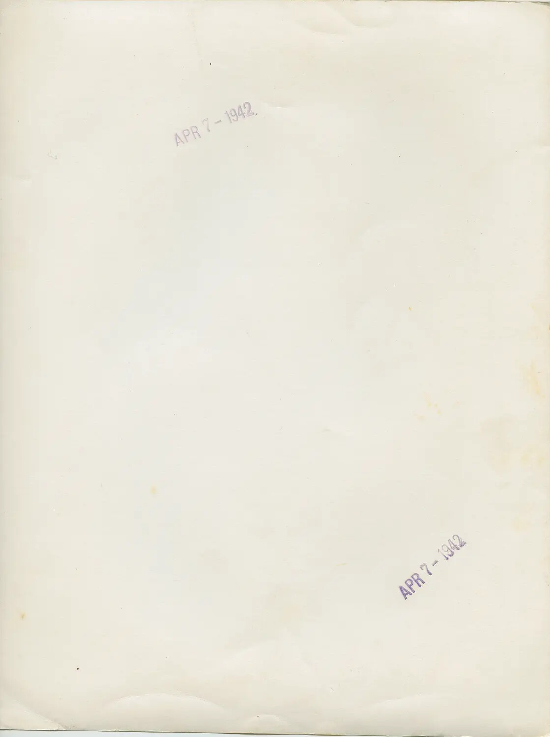 Verso of Wartime Press Photograph with 'APR 7 - 1942' Date-Received Stamp (WWII-Era Navy News Photo Archive)