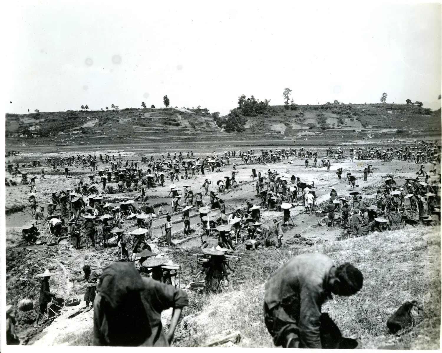 Mass Labor Force Constructing Airfield or Road, China-Burma Theater, WWII