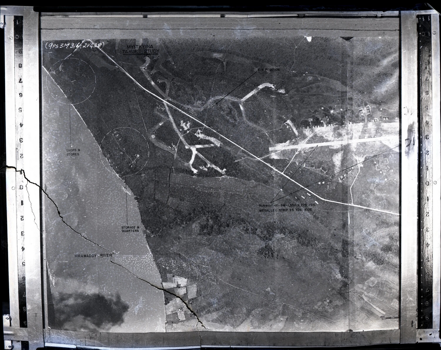 Aerial Reconnaissance Target Study - Myitkyina Airfield, Burma, WWII CBI Theater
