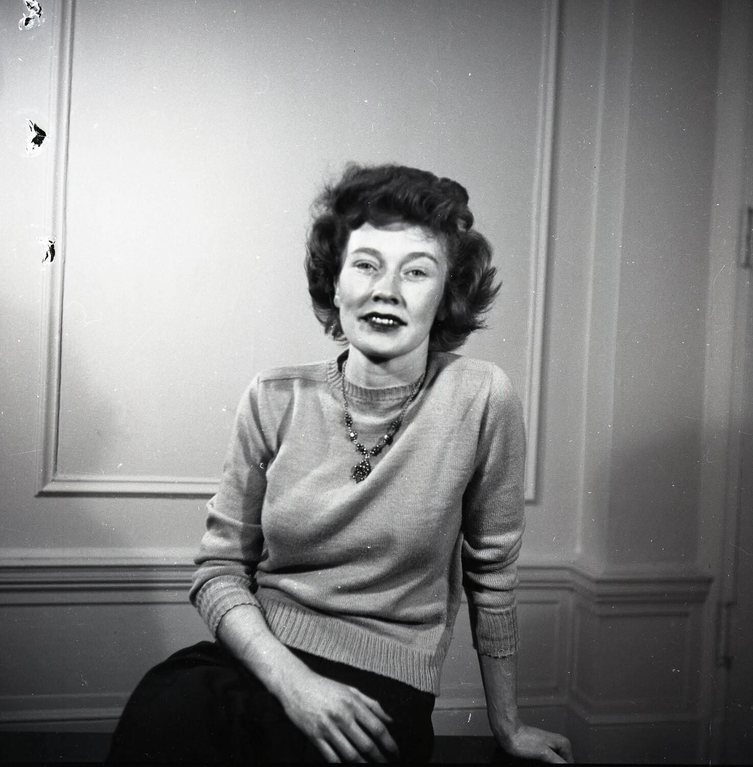 Studio Portrait of a Young Woman, Military Band Negative Series, c. 1950s