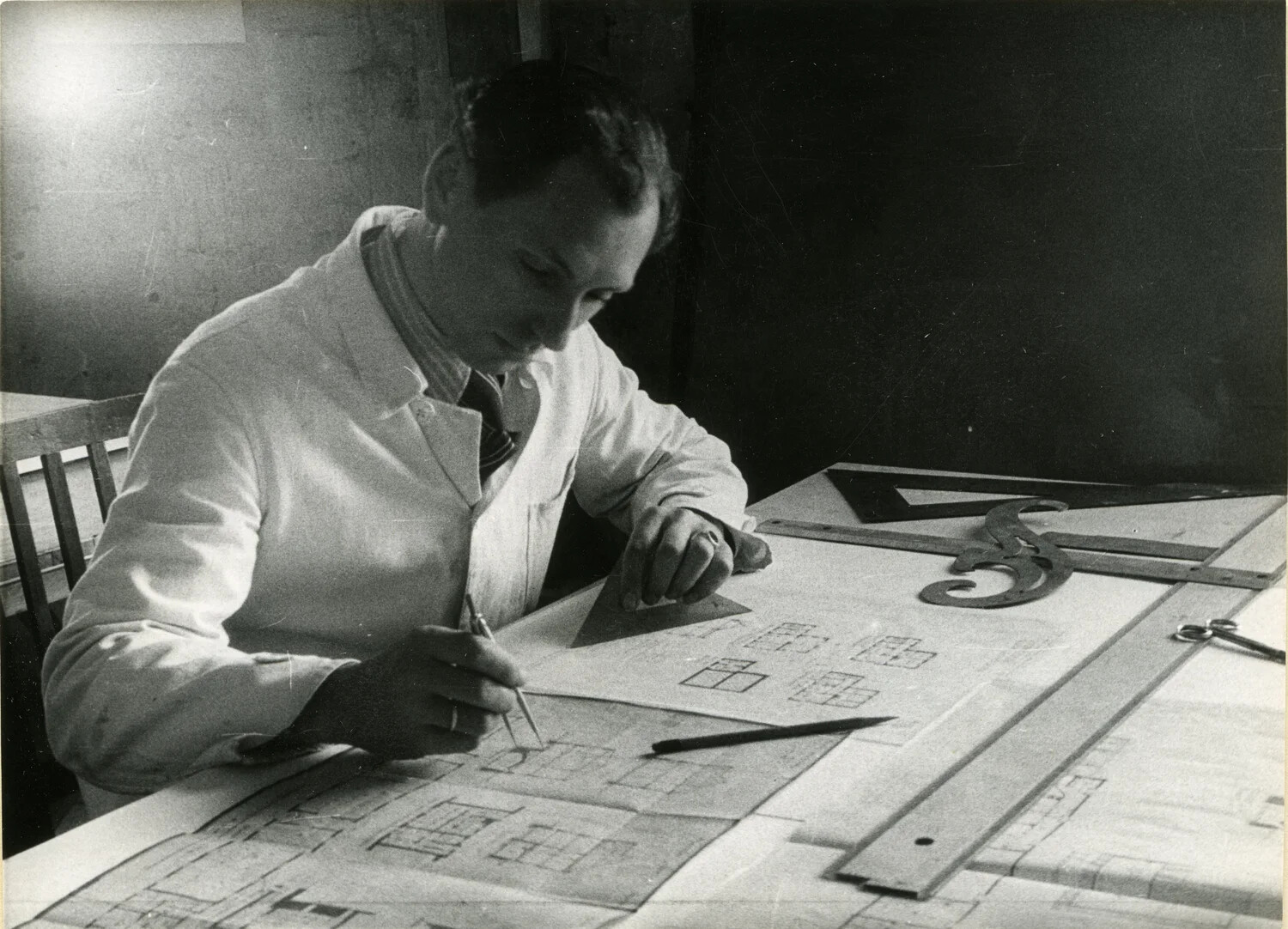 Draftsman at Work, Technical Drawing Office, Quartermaster Depot, Germany