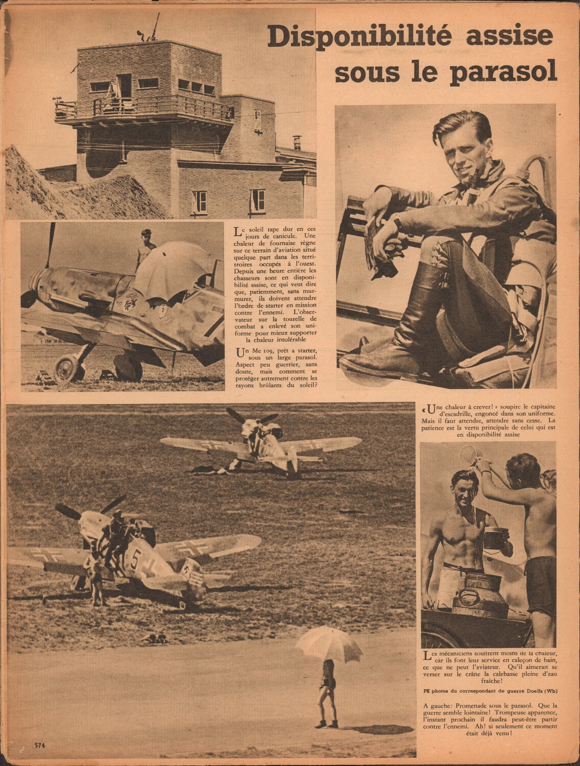 Der Adler (French Edition), p. 574 - "Disponibilité assise sous le parasol": Luftwaffe Bf 109 Fighter Pilots on Cockpit Readiness, Occupied France, WWII