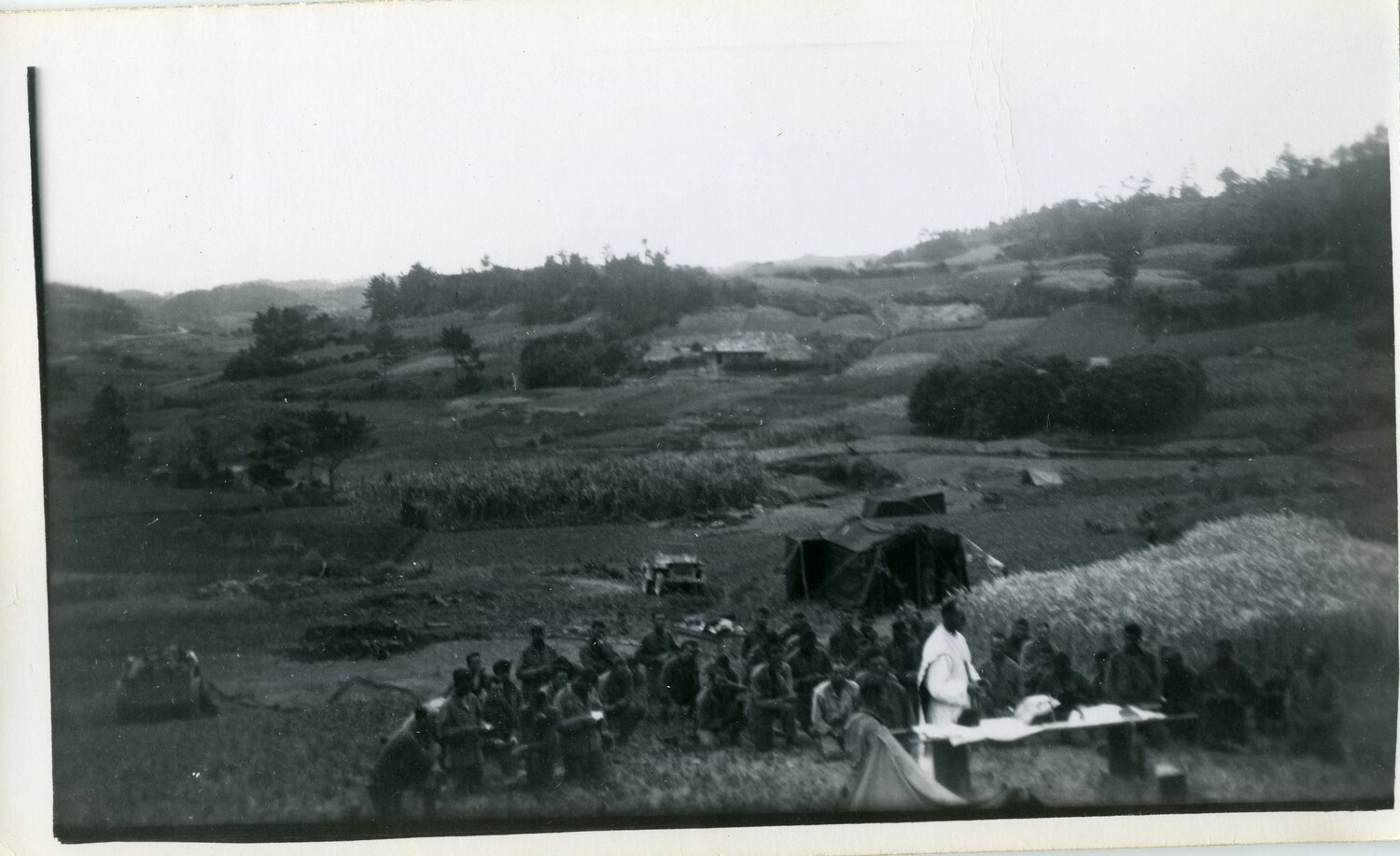 Field Religious Service for American Troops, Likely Okinawa, 1945 (Companion View)