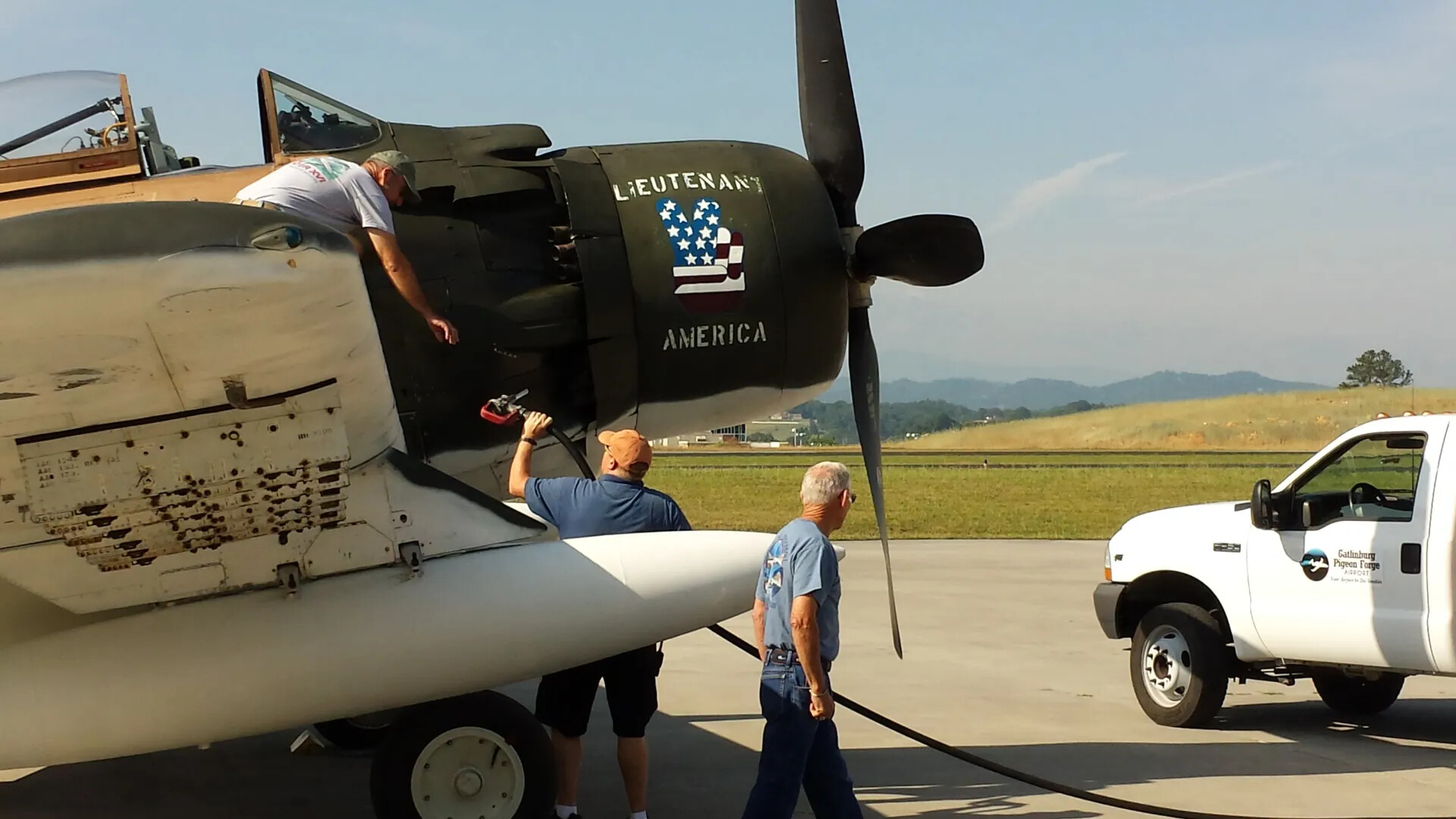 Douglas A-1 Skyraider "Lieutenant America" - Engine Cowling Detail During Ground Servicing