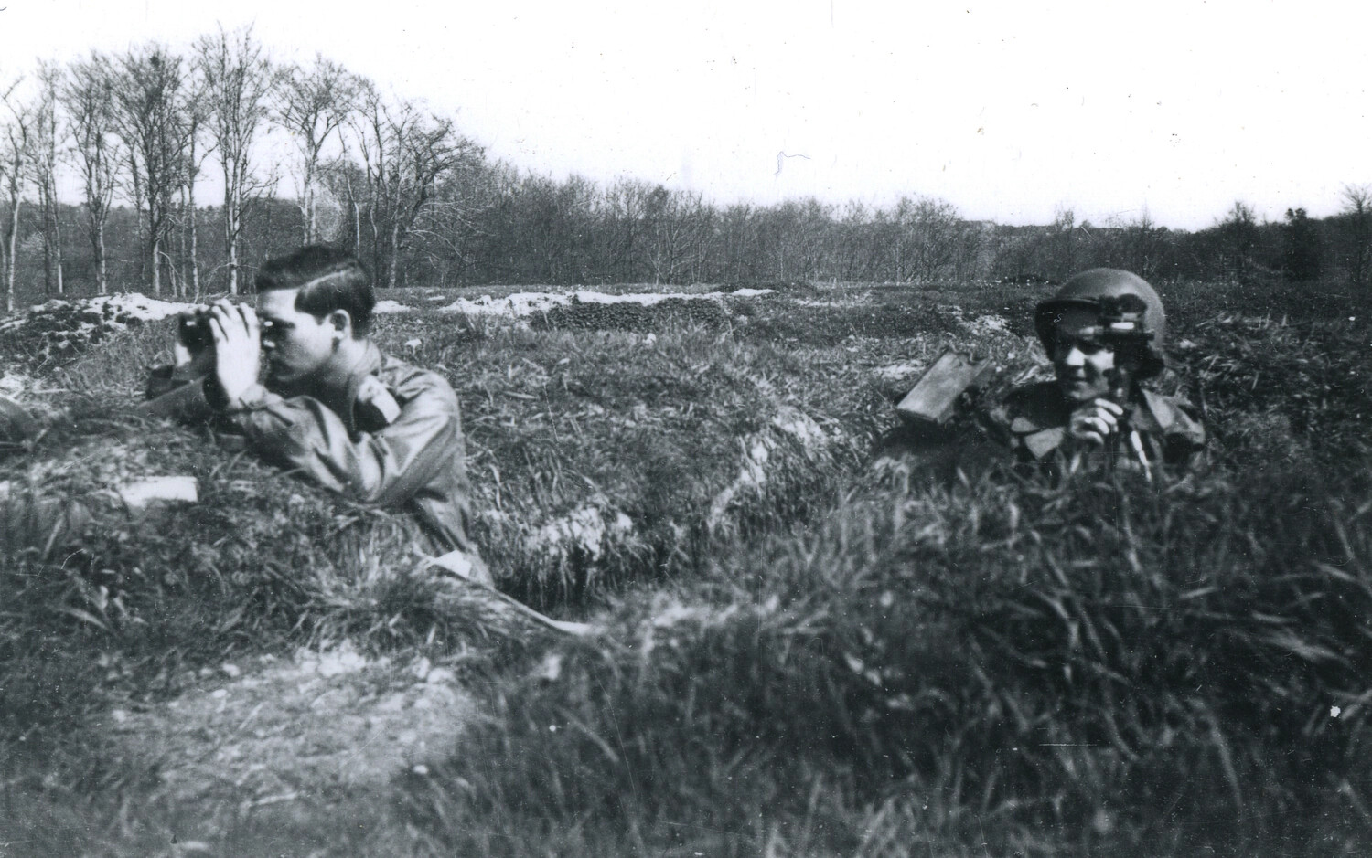 American Soldiers Manning a Field Observation and Firing Position, WWII