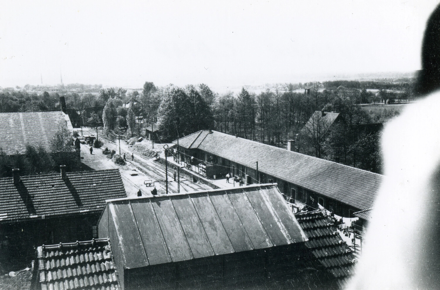 Elevated View of Barrack Complex with Rail Line, European Camp, WWII