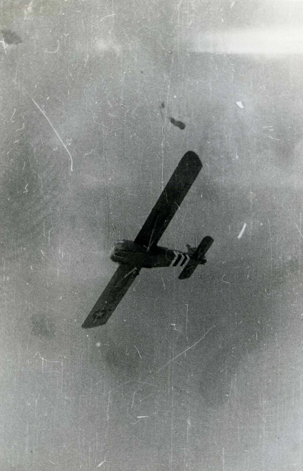 U.S. Army Air Forces C-47 Skytrain in Flight, Invasion Stripes Visible, WWII European Theater