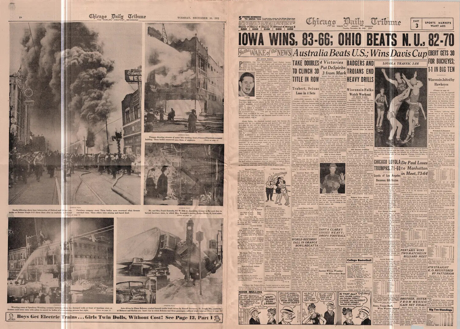 Chicago Daily Tribune Newspaper, December 30, 1952 (Korean War-Era Period Artifact, Bancroft Collection)