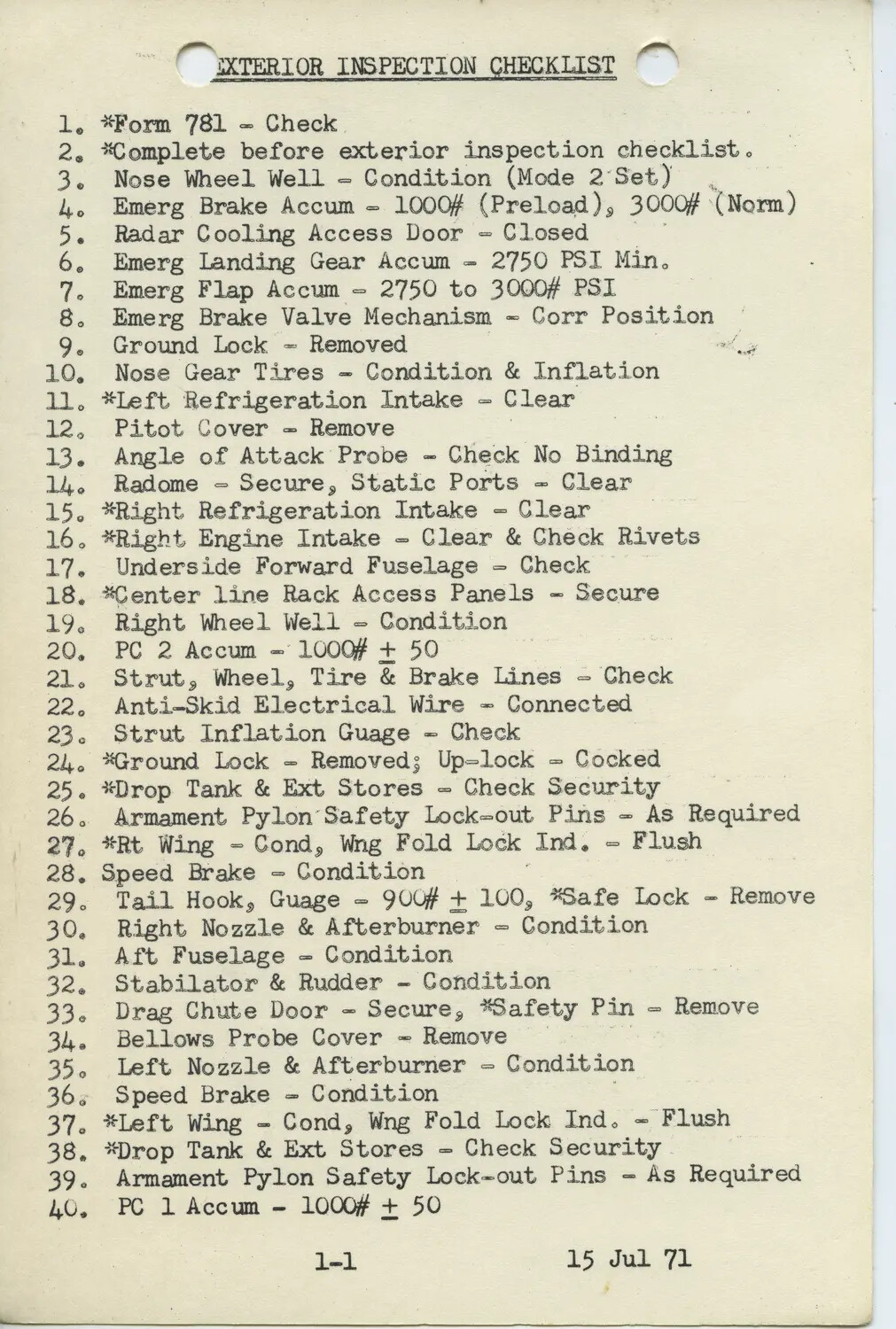 Exterior Inspection Checklist, 366 TFW F-4 Phantom 'DaNang Inflight Aid' Manual (15 Jul 71)