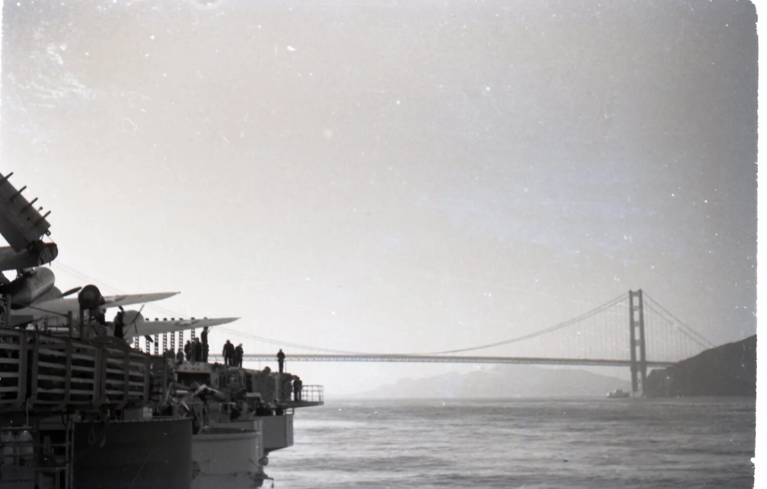 USS Yorktown (CV/CVS-10) Passing Beneath the Golden Gate Bridge, San Francisco, 1954