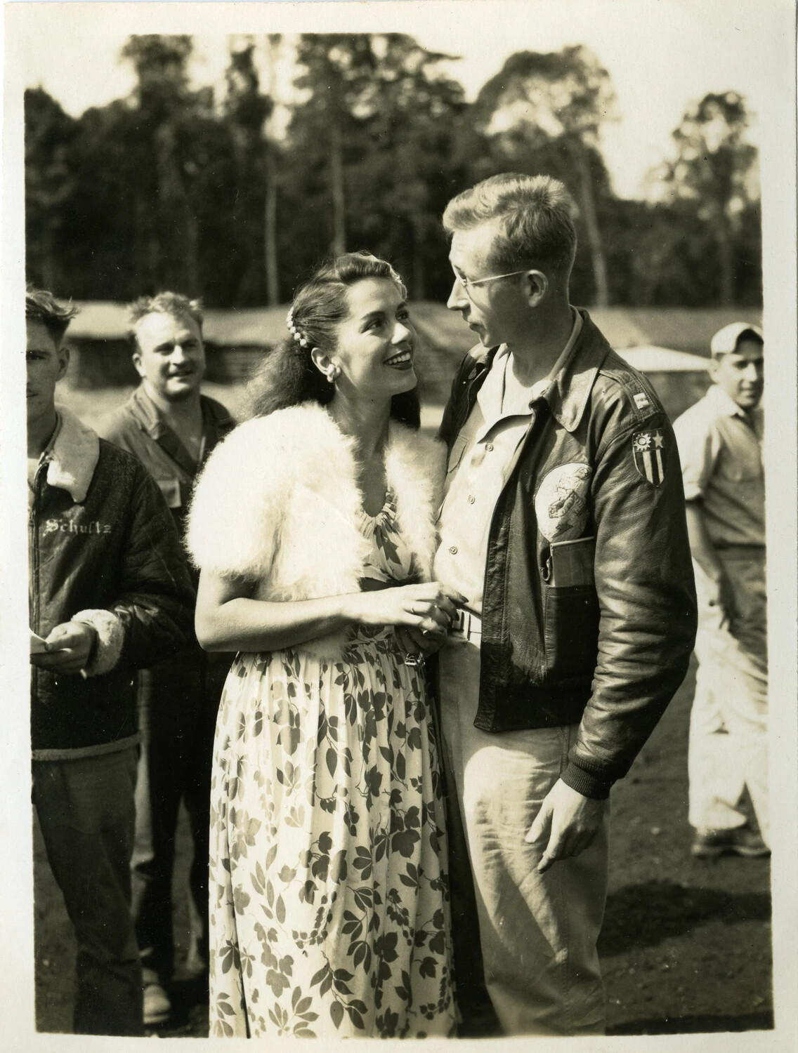 USAAF Officer with Female Visitor at CBI Theater Airbase, Possibly Myitkyina