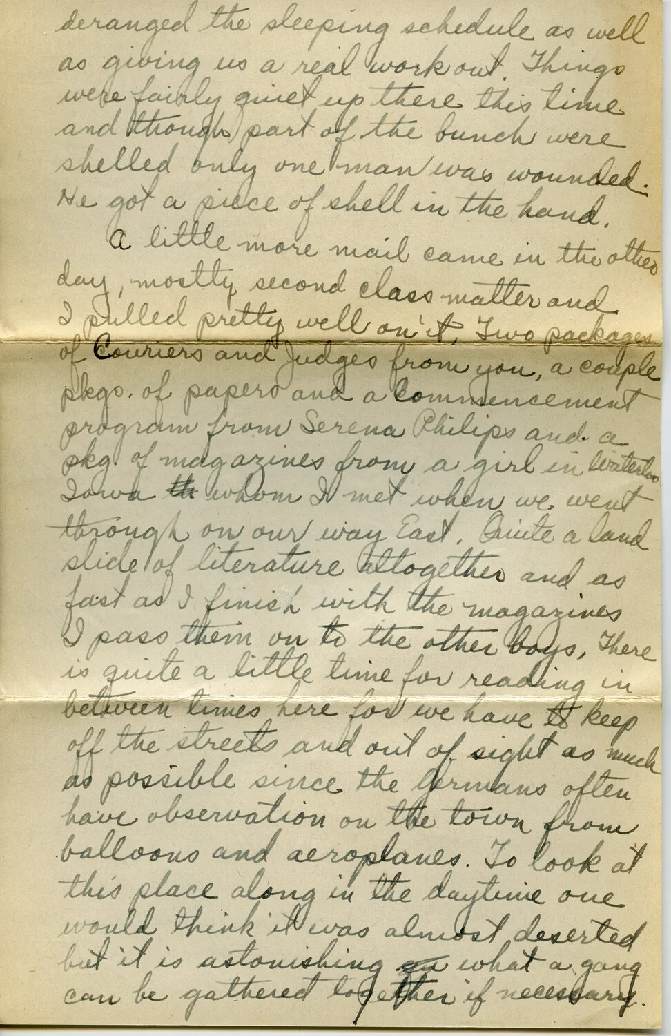 Handwritten WWI Letter Page — Pvt. Willis W. Wagener, Letter 14 (Page E)