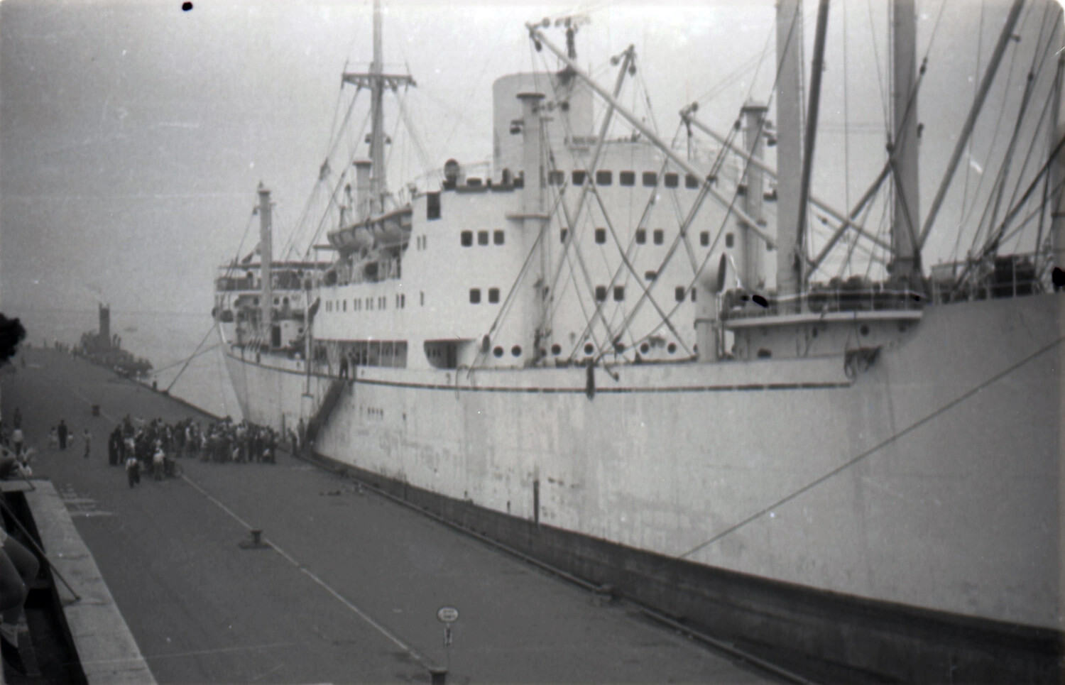 Combination Passenger-Cargo Steamship Moored at Yokohama, Japan, 1953