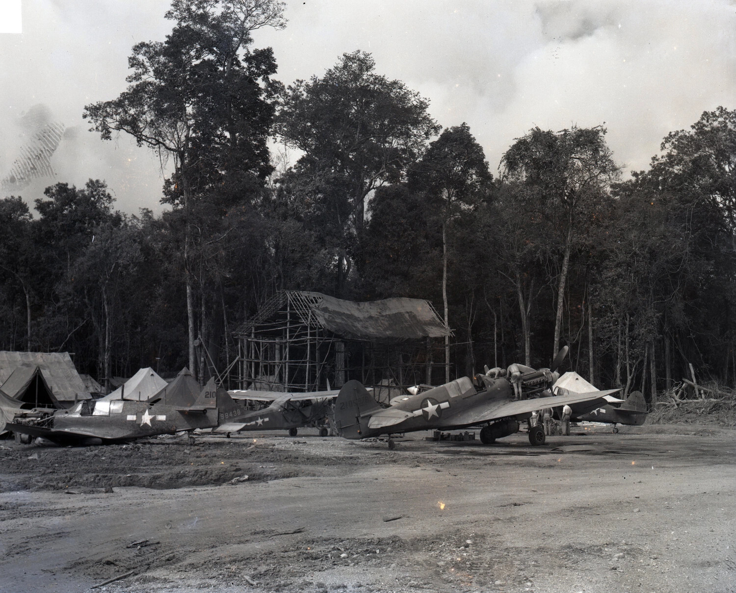 P-40 Warhawks at a Forward Airstrip, CBI Theater, Burma