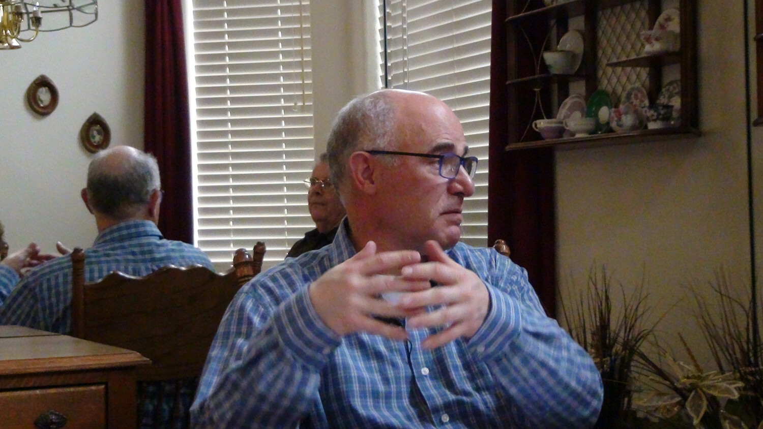 Interview Subject Mid-Conversation During Oral History Recording Session