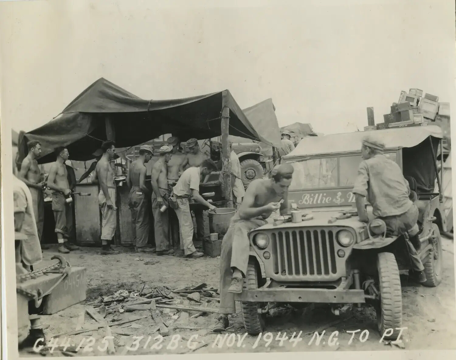 Camp Washstand and Jeep Scene, 312th Bombardment Group, November 1944