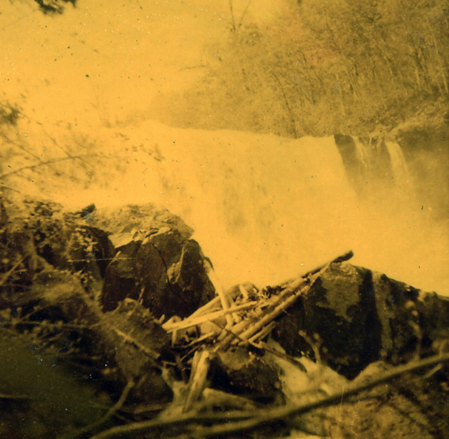 Faded Snapshot of a Waterfall Landscape, Japan, 1950s Photo Album