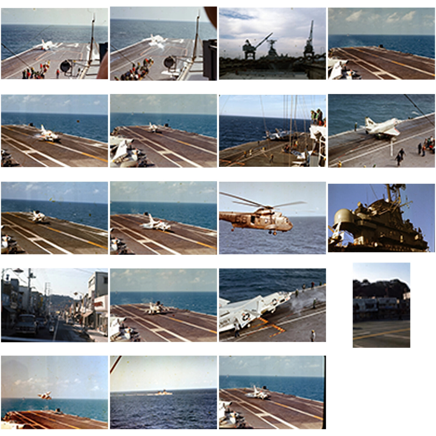 Contact Sheet: USS Ticonderoga Flight Deck Operations and Port Liberty, Vietnam War Era